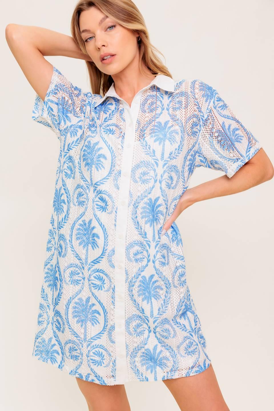 Gentle Spirit Woven Lace Mini Dress in ivory blue, view 7 — Soul Flow Apparel