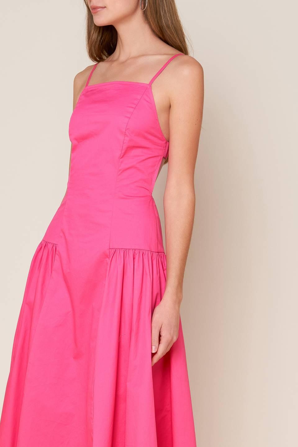 Sleek Essence Woven Midi Dress in pink, view 3 — Soul Flow Apparel