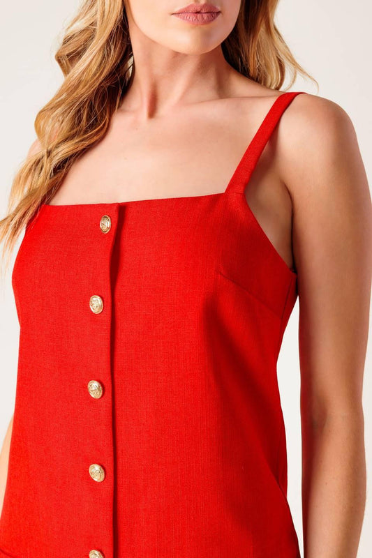 Chasing Joy Red Woven Mini Dress, view 4 — Soul Flow Apparel