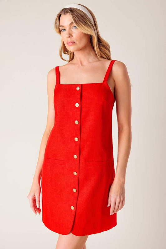 Chasing Joy Red Woven Mini Dress, view 6 — Soul Flow Apparel
