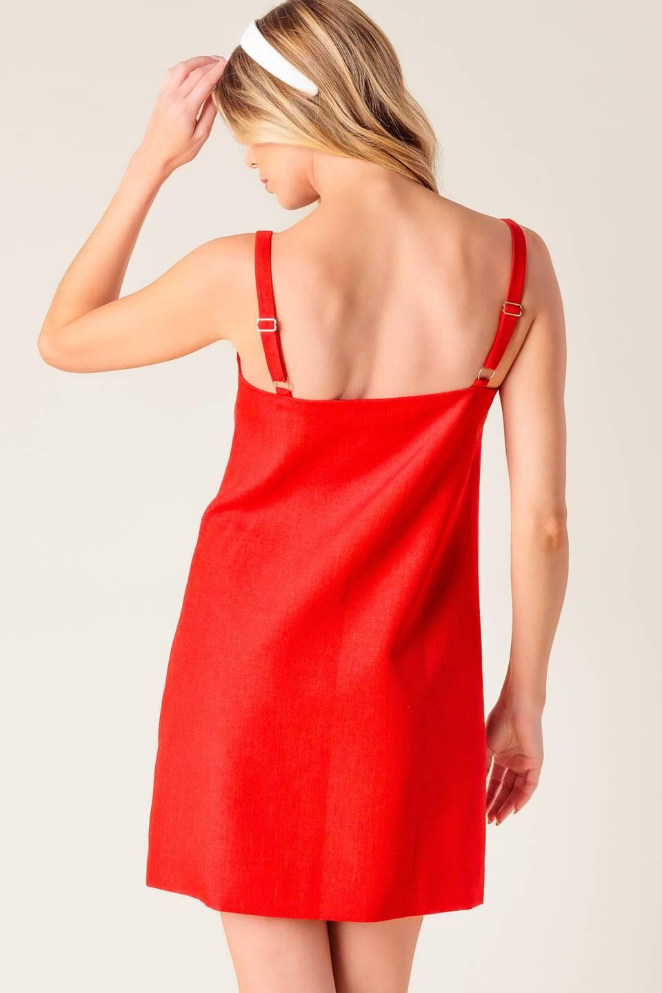 Chasing Joy Red Woven Mini Dress, view 7 — Soul Flow Apparel