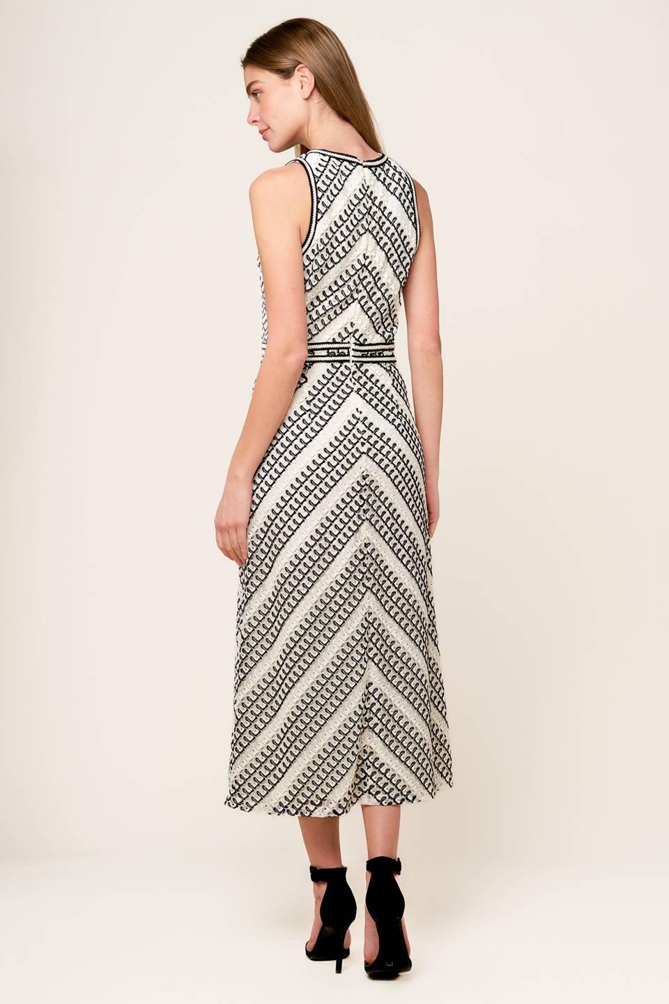 Terrific Timing Crochet Midi Dress in ivory black, view 4 — Soul Flow Apparel