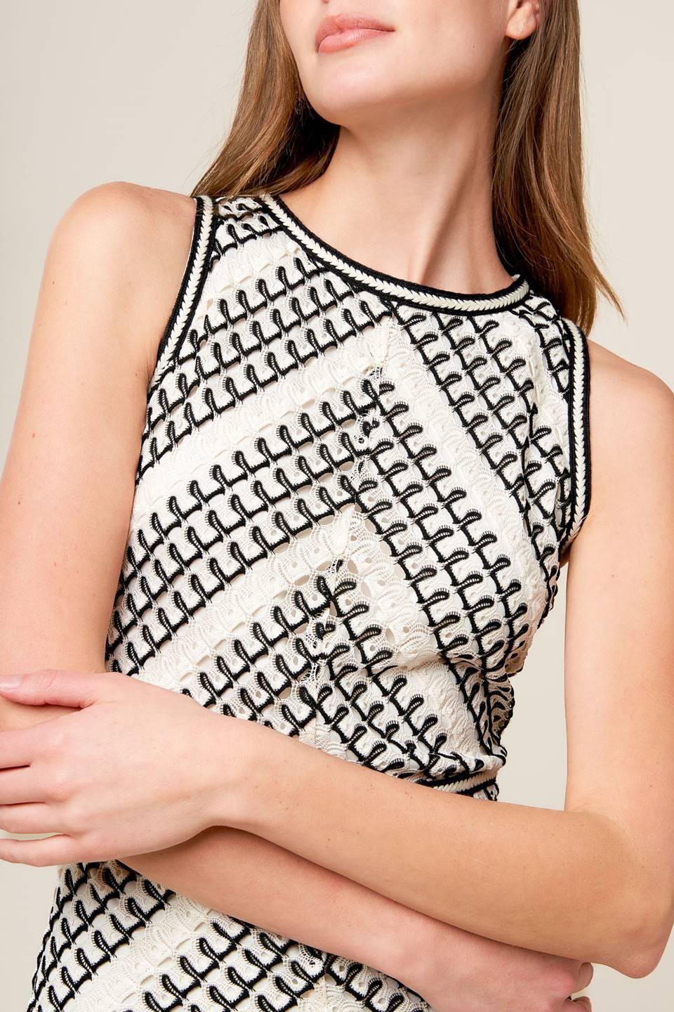 Terrific Timing Crochet Midi Dress in ivory black, view 7 — Soul Flow Apparel