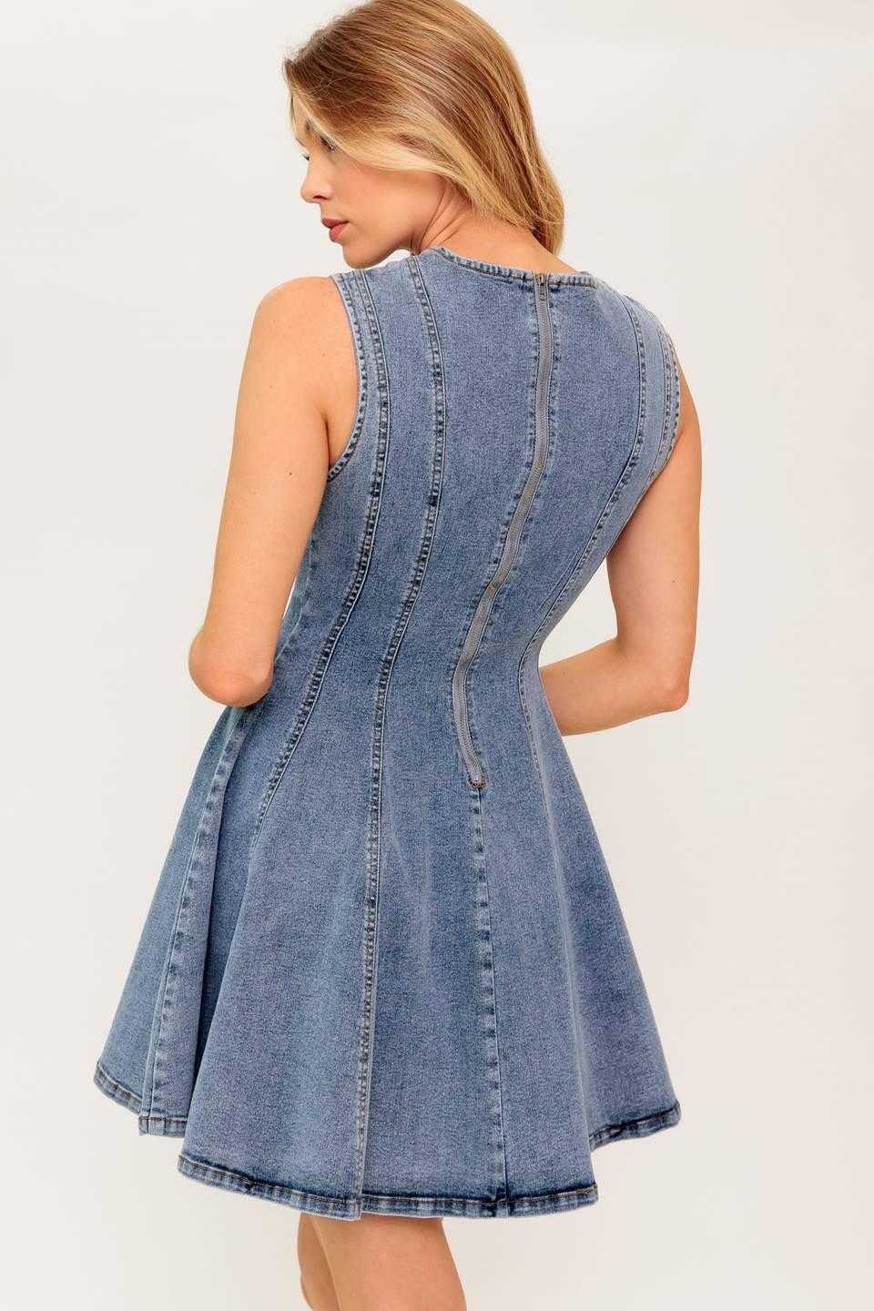Caught in a Moment Denim Mini Dress in acid, view 6 — Soul Flow Apparel