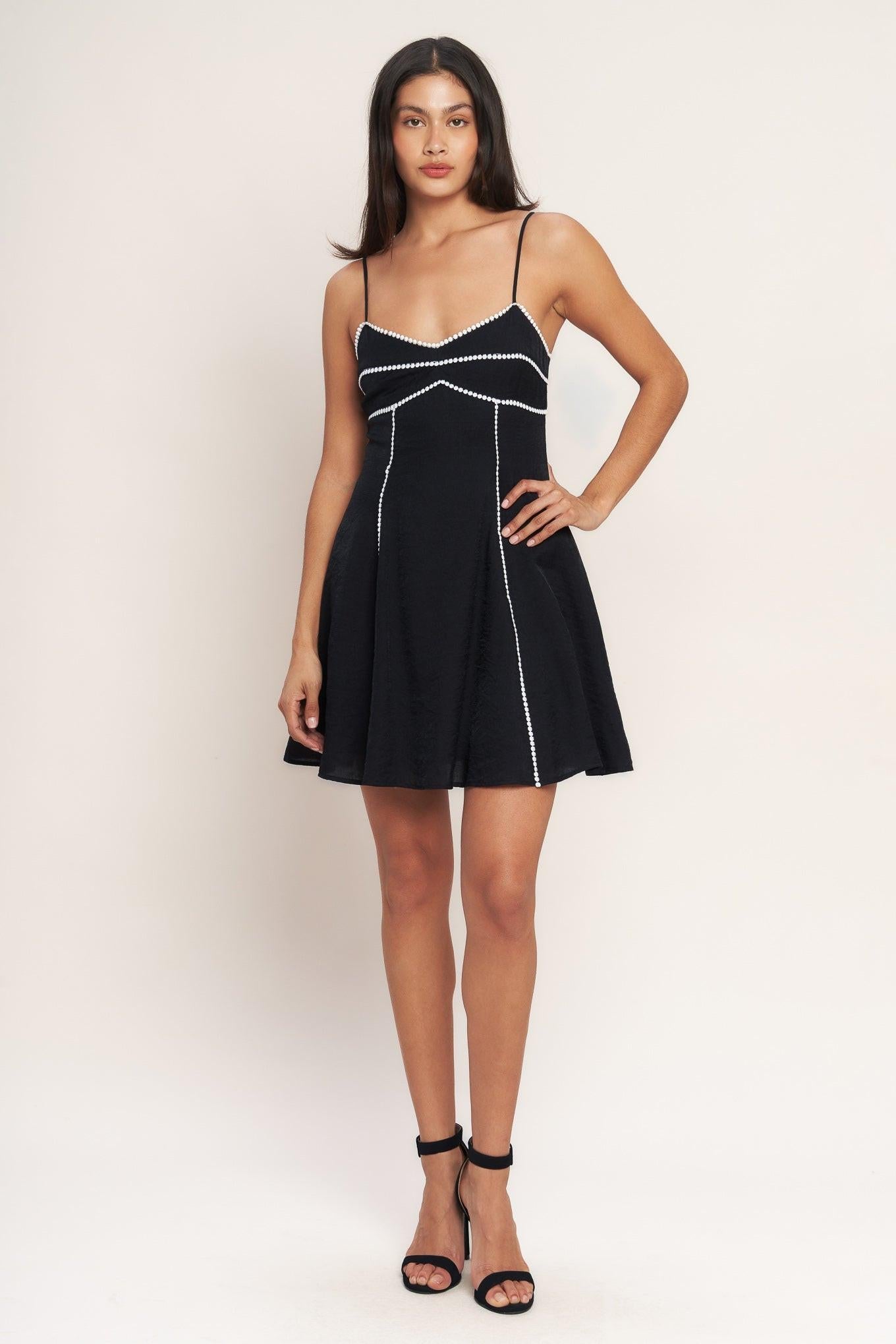 All Eyes on You Woven Mini Dress in black, view 1 — Soul Flow Apparel