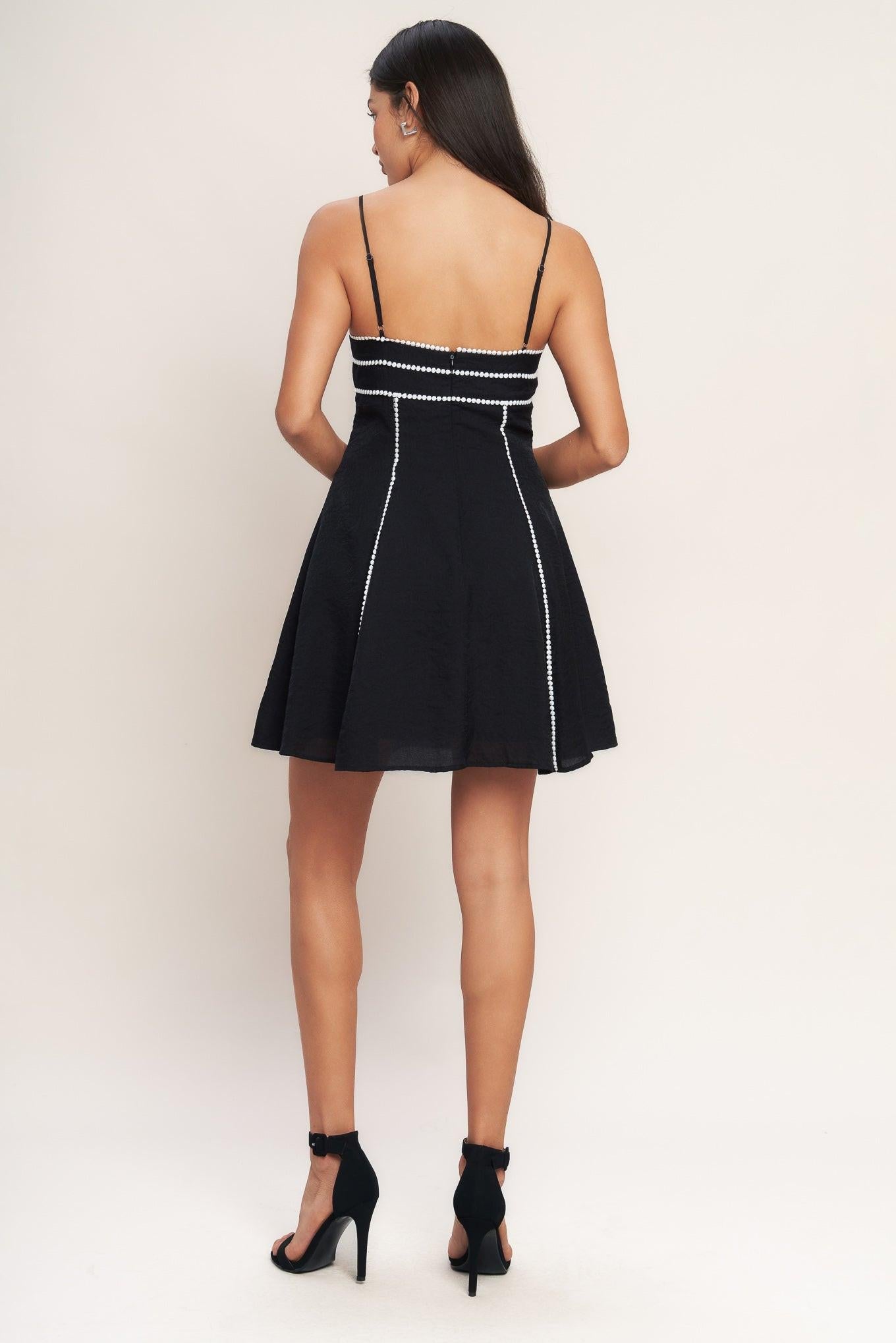 All Eyes on You Woven Mini Dress in black, view 4 — Soul Flow Apparel