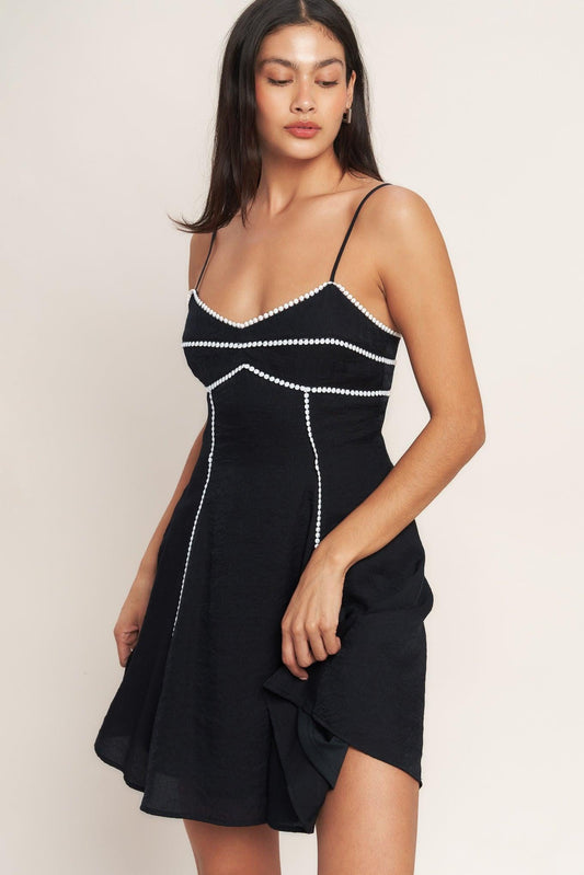 All Eyes on You Woven Mini Dress in black, view 6 — Soul Flow Apparel