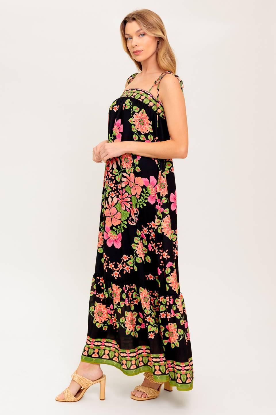 Summer Glow Black Woven Maxi Dress, view 2 — Soul Flow Apparel
