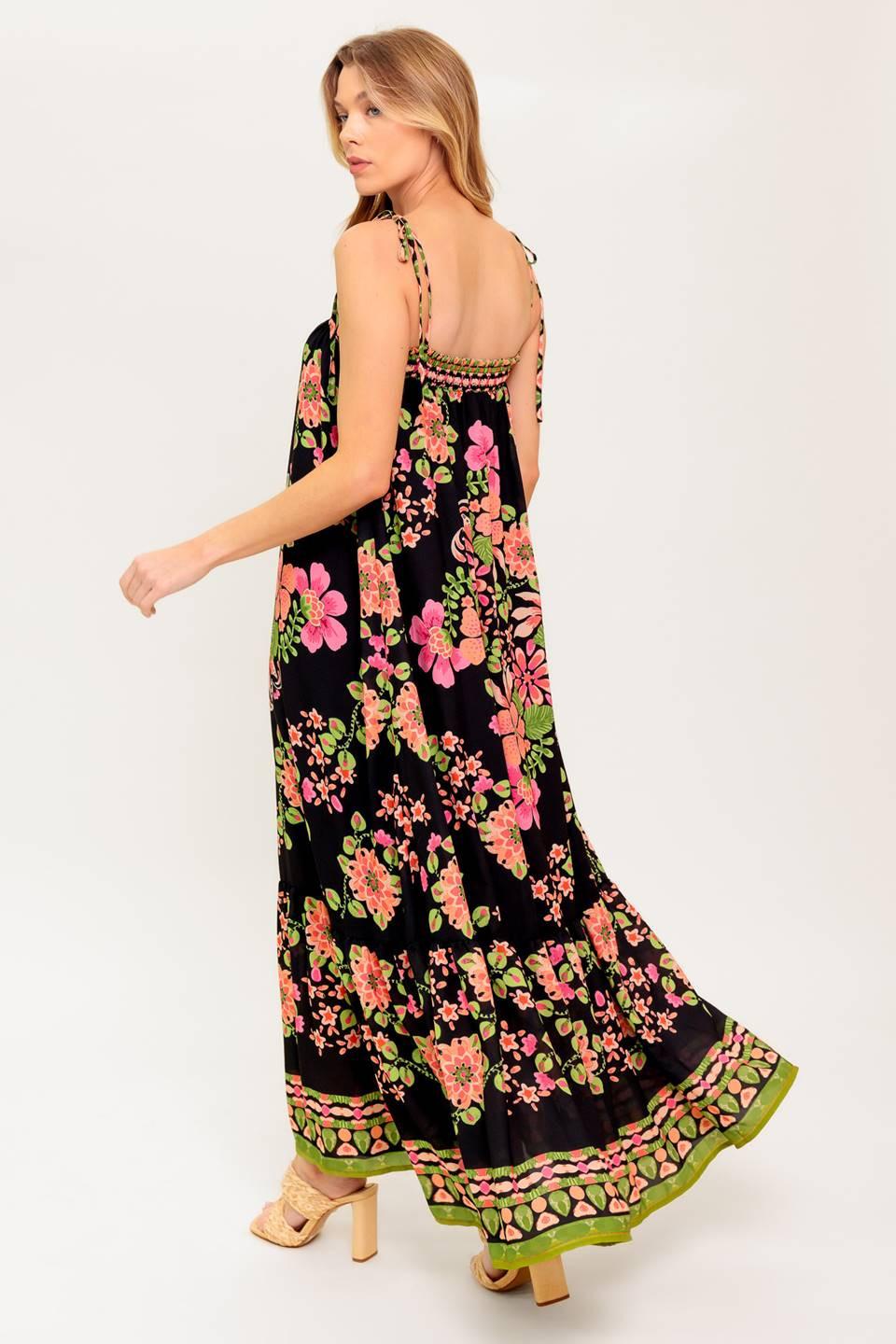 Summer Glow Black Woven Maxi Dress, view 4 — Soul Flow Apparel