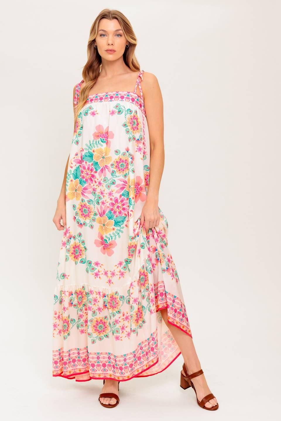 Summer Glow Ivory Woven Maxi Dress, view 1 — Soul Flow Apparel