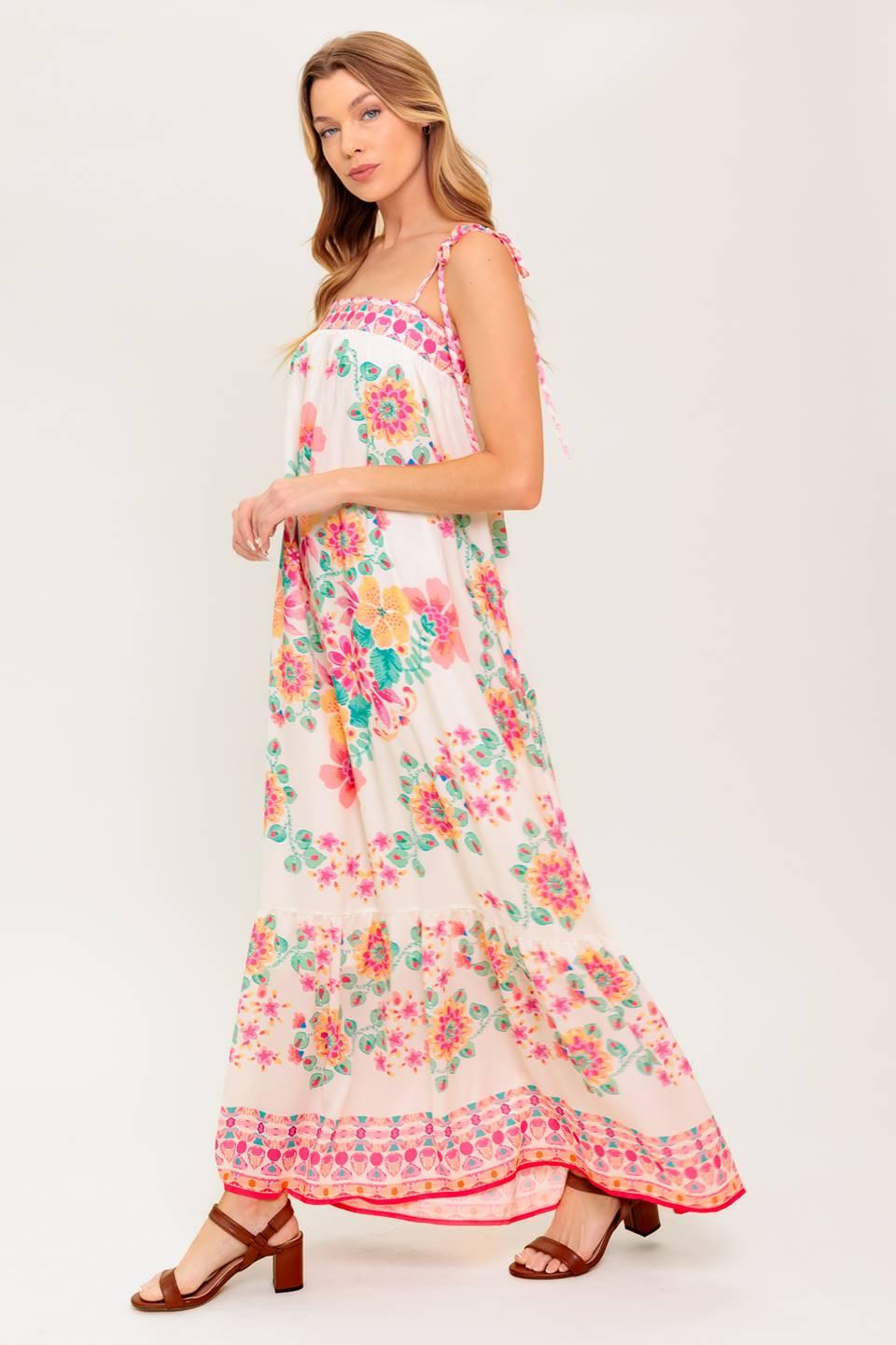 Summer Glow Ivory Woven Maxi Dress, view 3 — Soul Flow Apparel