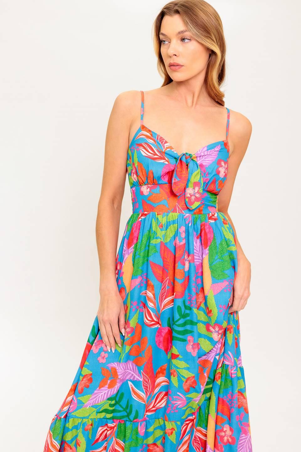 Slow Motion Love Woven Midi Dress in blue, view 4 — Soul Flow Apparel