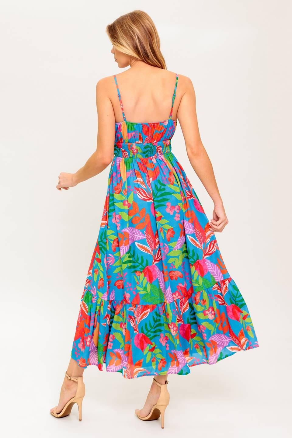 Slow Motion Love Woven Midi Dress in blue, view 6 — Soul Flow Apparel