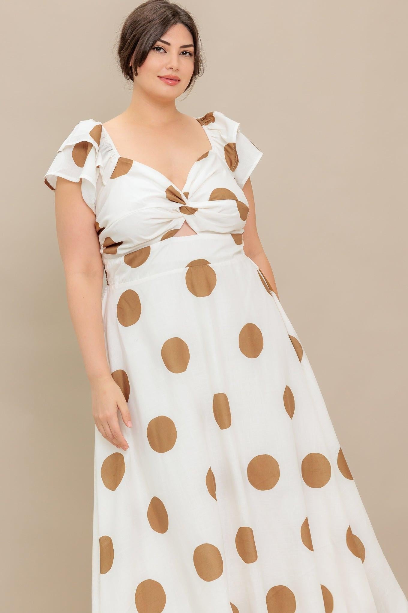Mojito Mood Woven Midi Dress in ivory camel, view 11 — Soul Flow Apparel