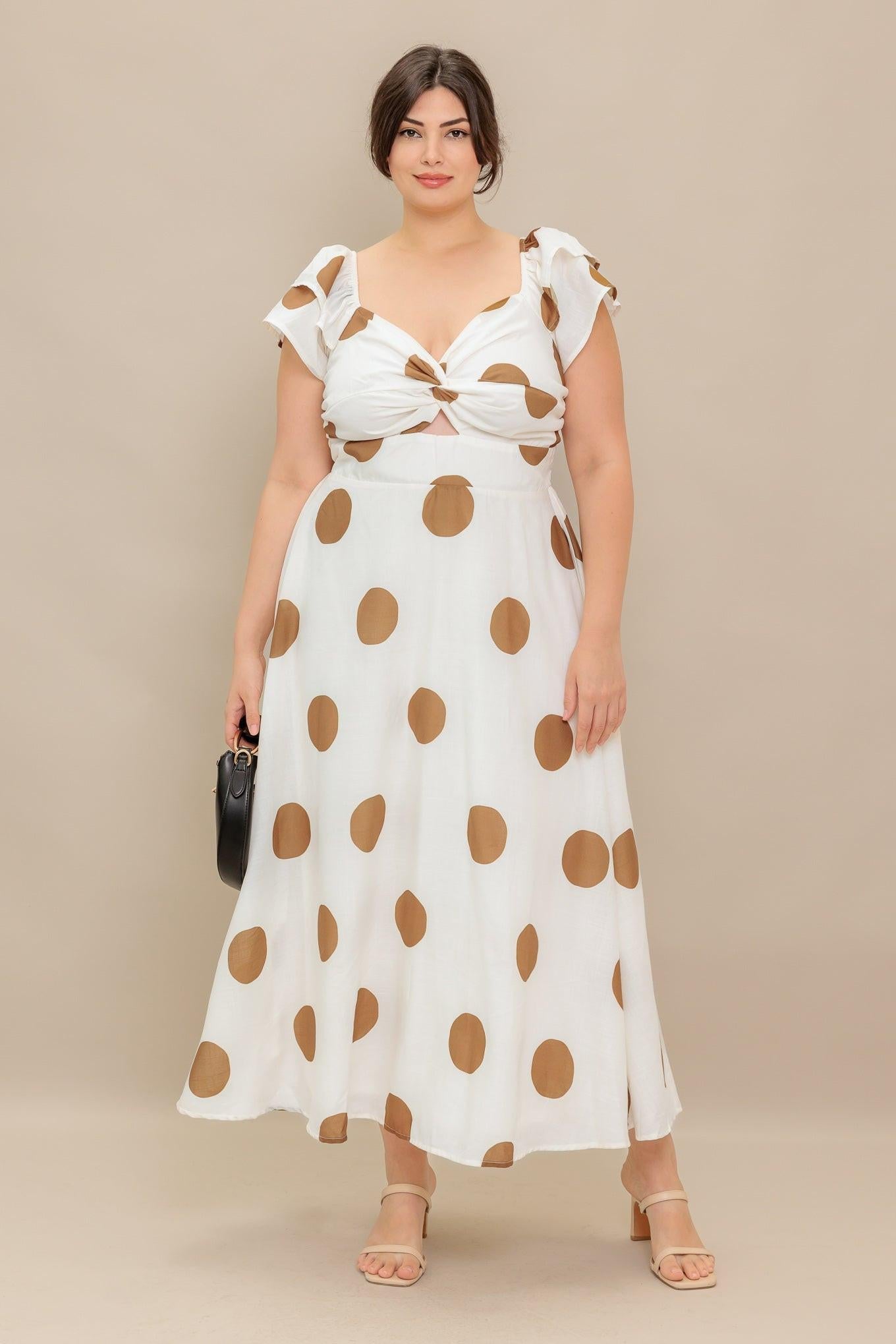Mojito Mood Woven Midi Dress in ivory camel, view 10 — Soul Flow Apparel