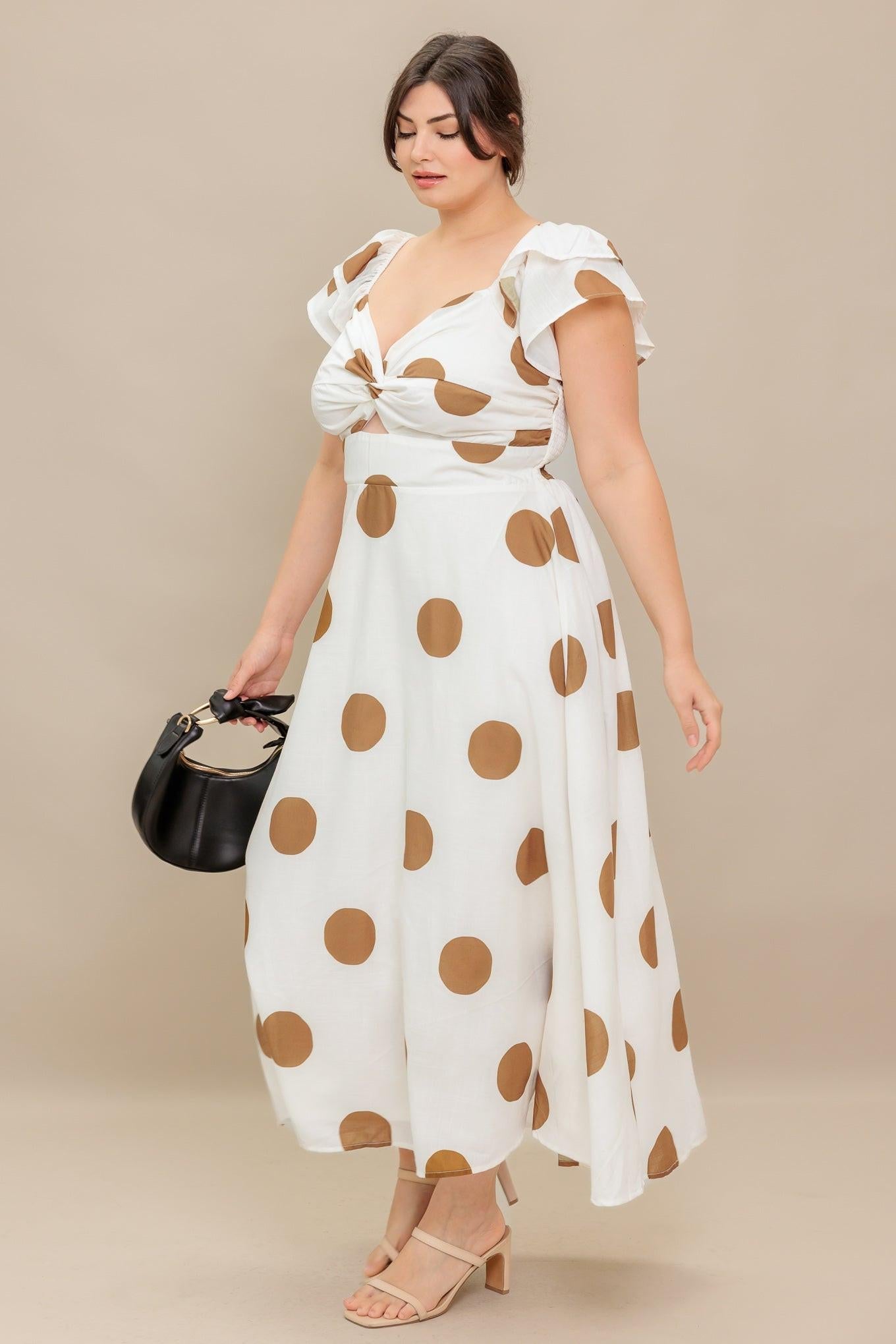 Mojito Mood Woven Midi Dress in ivory camel, view 8 — Soul Flow Apparel