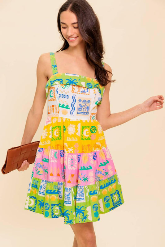 Out of Office Green Woven Mini Dress in ivory, view 3 — Soul Flow Apparel