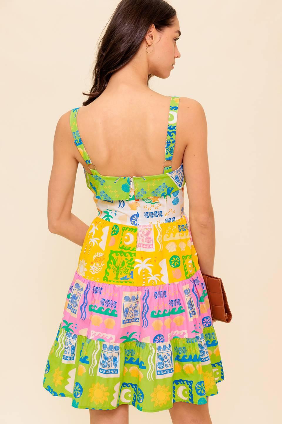 Out of Office Green Woven Mini Dress in ivory, view 6 — Soul Flow Apparel