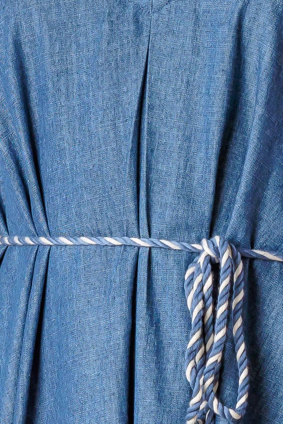 Heartfelt Moment Denim Midi Dress in medium indigo, fabric swatch — Soul Flow Apparel