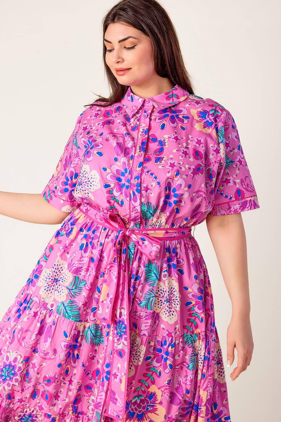 Celestial Skies Woven Midi Dress in pink purple, view 4 — Soul Flow Apparel