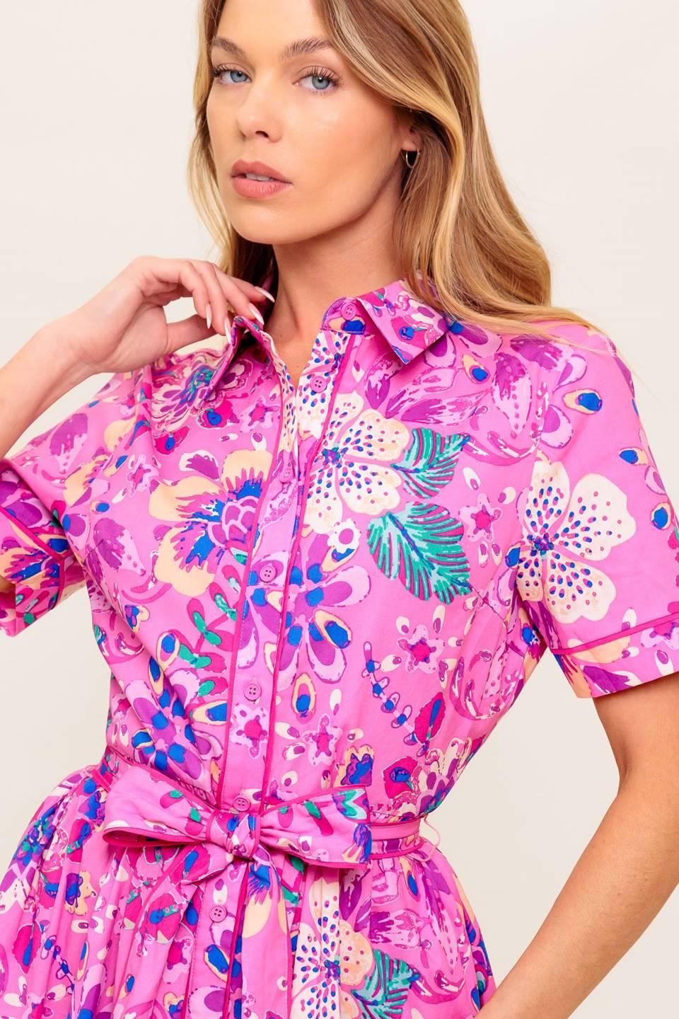 Celestial Skies Woven Midi Dress in pink purple, view 5 — Soul Flow Apparel