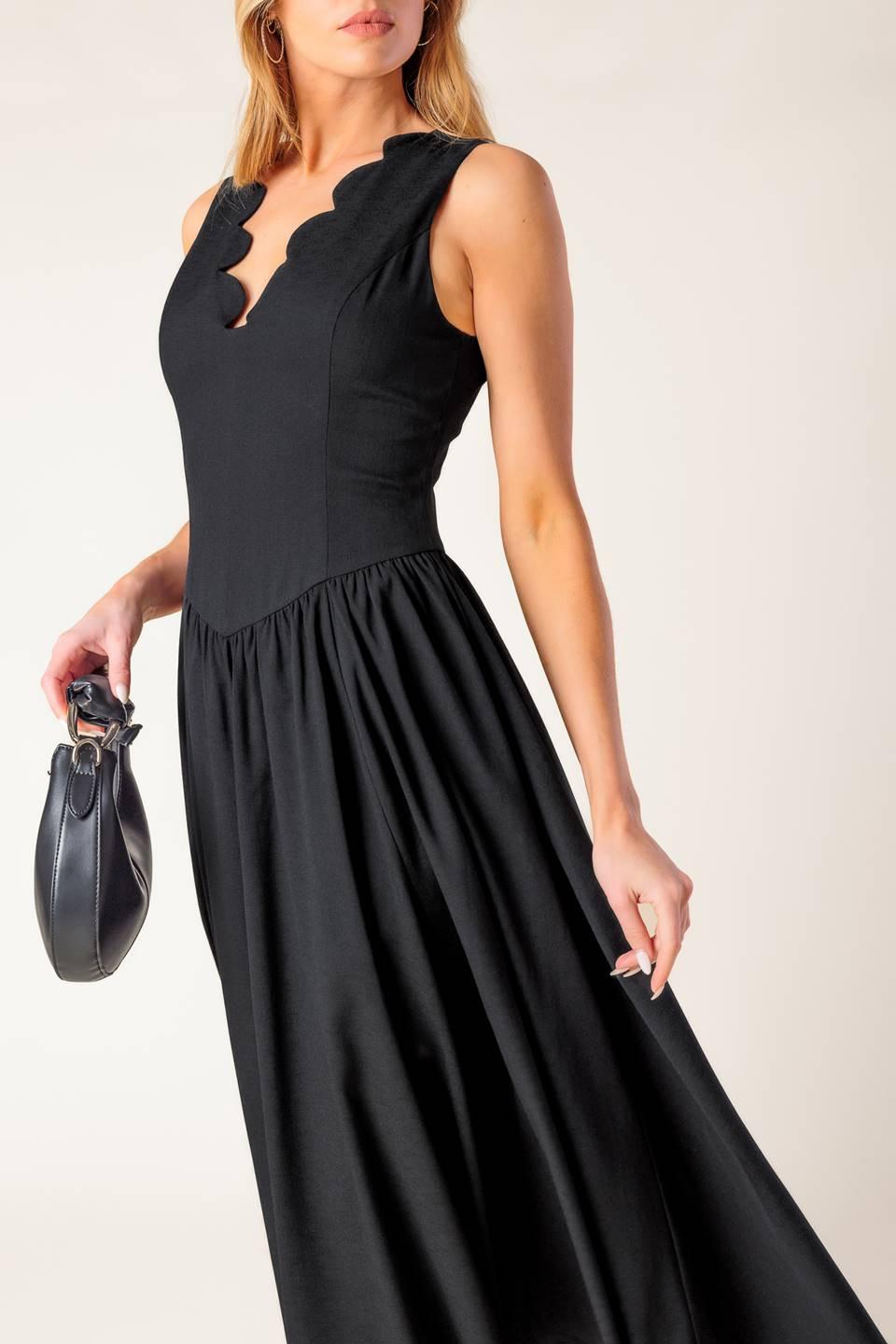 For the Record Black Woven Midi Dress, view 6 — Soul Flow Apparel