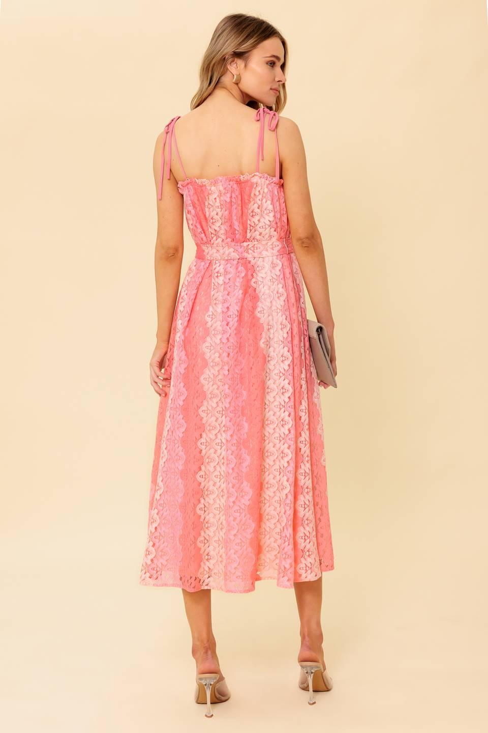 Tailor Made for You Woven Lace Midi Dress in peach, view 6 — Soul Flow Apparel
