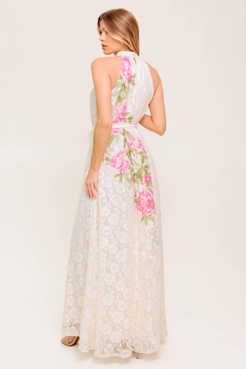 Botanical Dream Woven Lace Maxi Dress in ivory, view 7 — Soul Flow Apparel