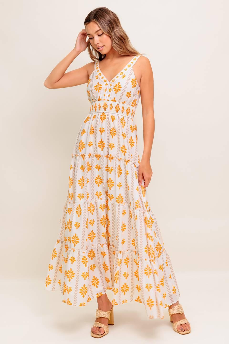 Daily Delight Woven Maxi Dress in ivory yellow, view 1 — Soul Flow Apparel