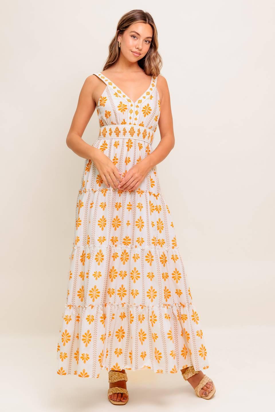 Daily Delight Woven Maxi Dress in ivory yellow, view 2 — Soul Flow Apparel