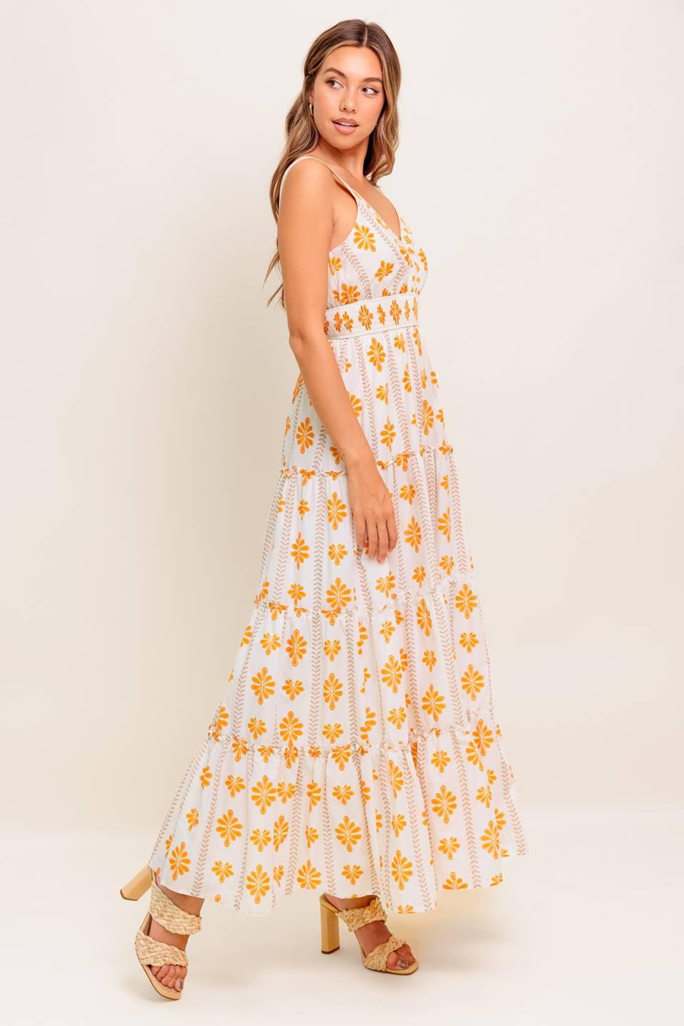 Daily Delight Woven Maxi Dress in ivory yellow, view 3 — Soul Flow Apparel