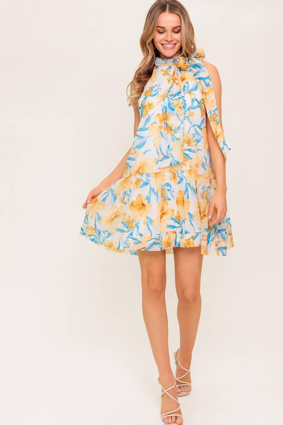 Summer Spell Ivory Woven Mini Dress, view 1 — Soul Flow Apparel