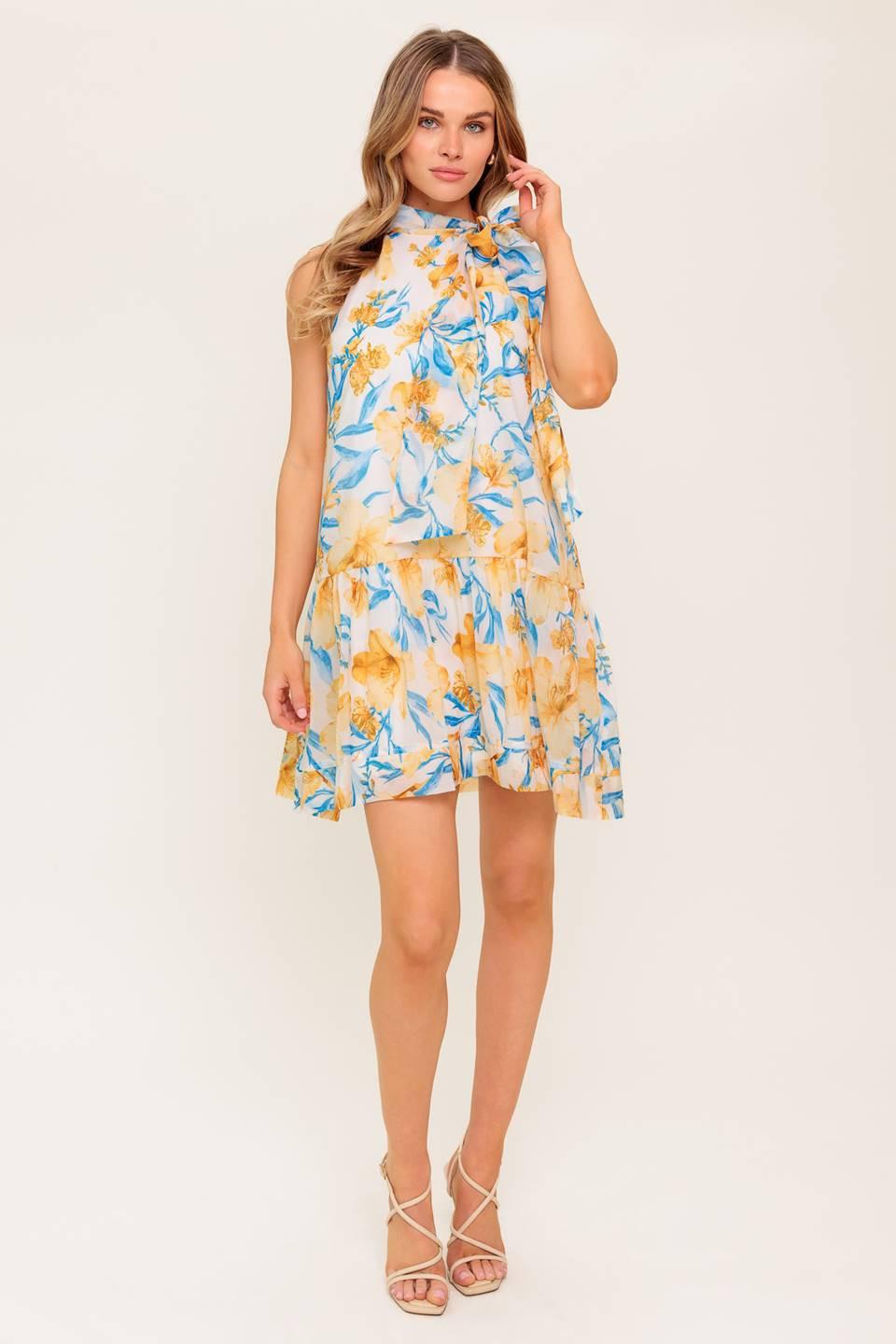 Summer Spell Ivory Woven Mini Dress, view 2 — Soul Flow Apparel