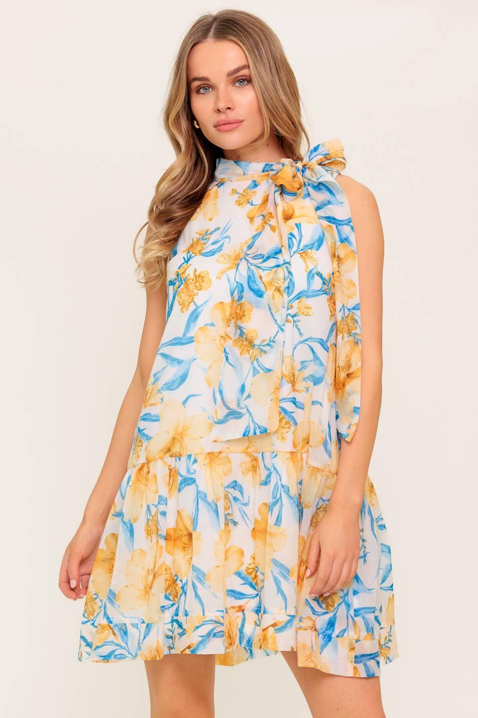Summer Spell Ivory Woven Mini Dress, view 3 — Soul Flow Apparel