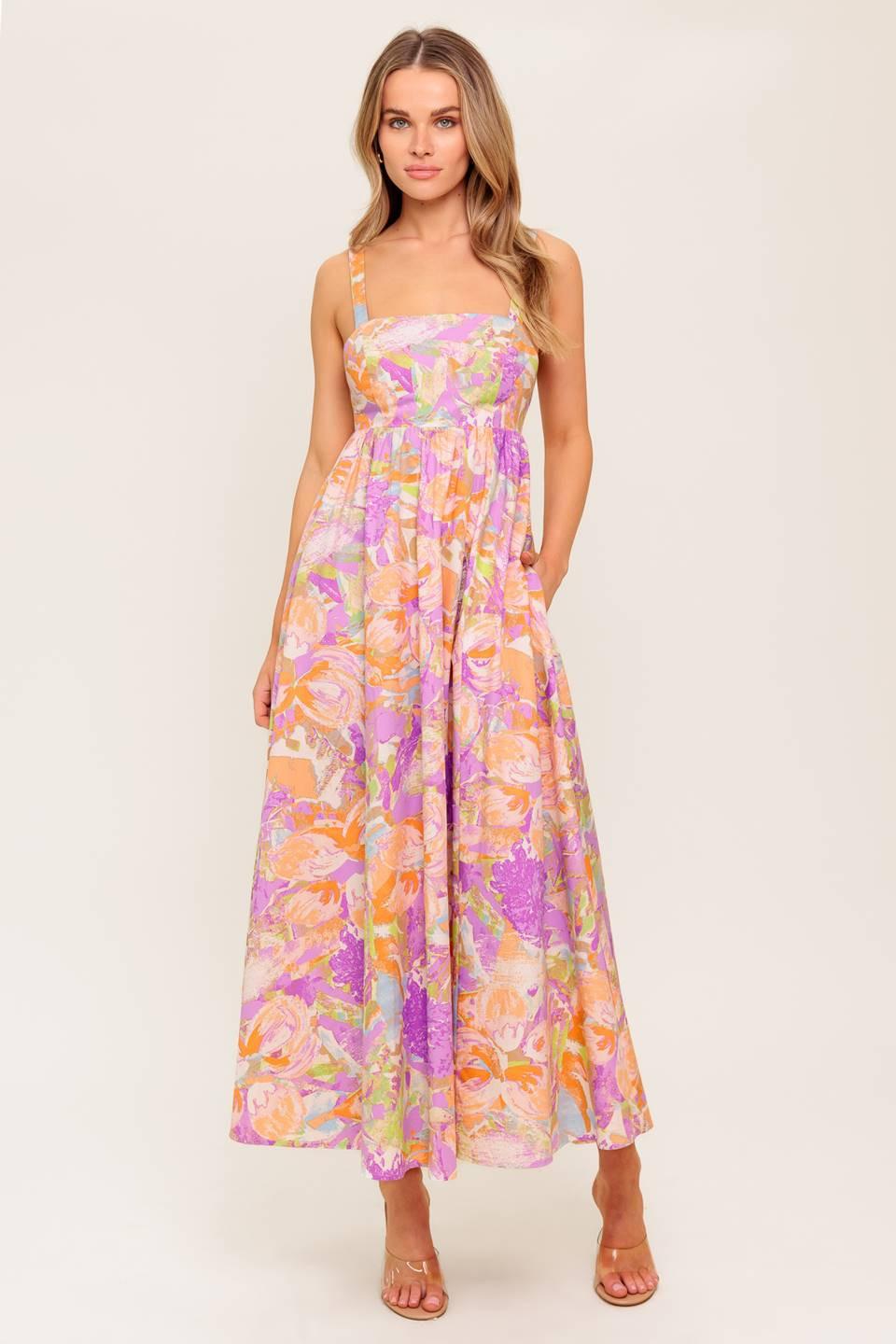 Breeze Song Pink Woven Midi Dress, view 2 — Soul Flow Apparel