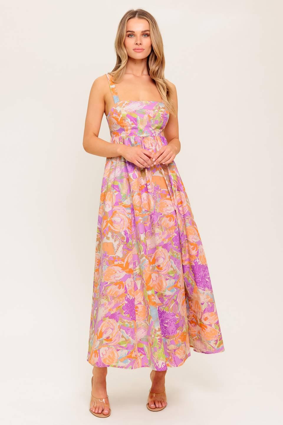 Breeze Song Pink Woven Midi Dress, view 3 — Soul Flow Apparel