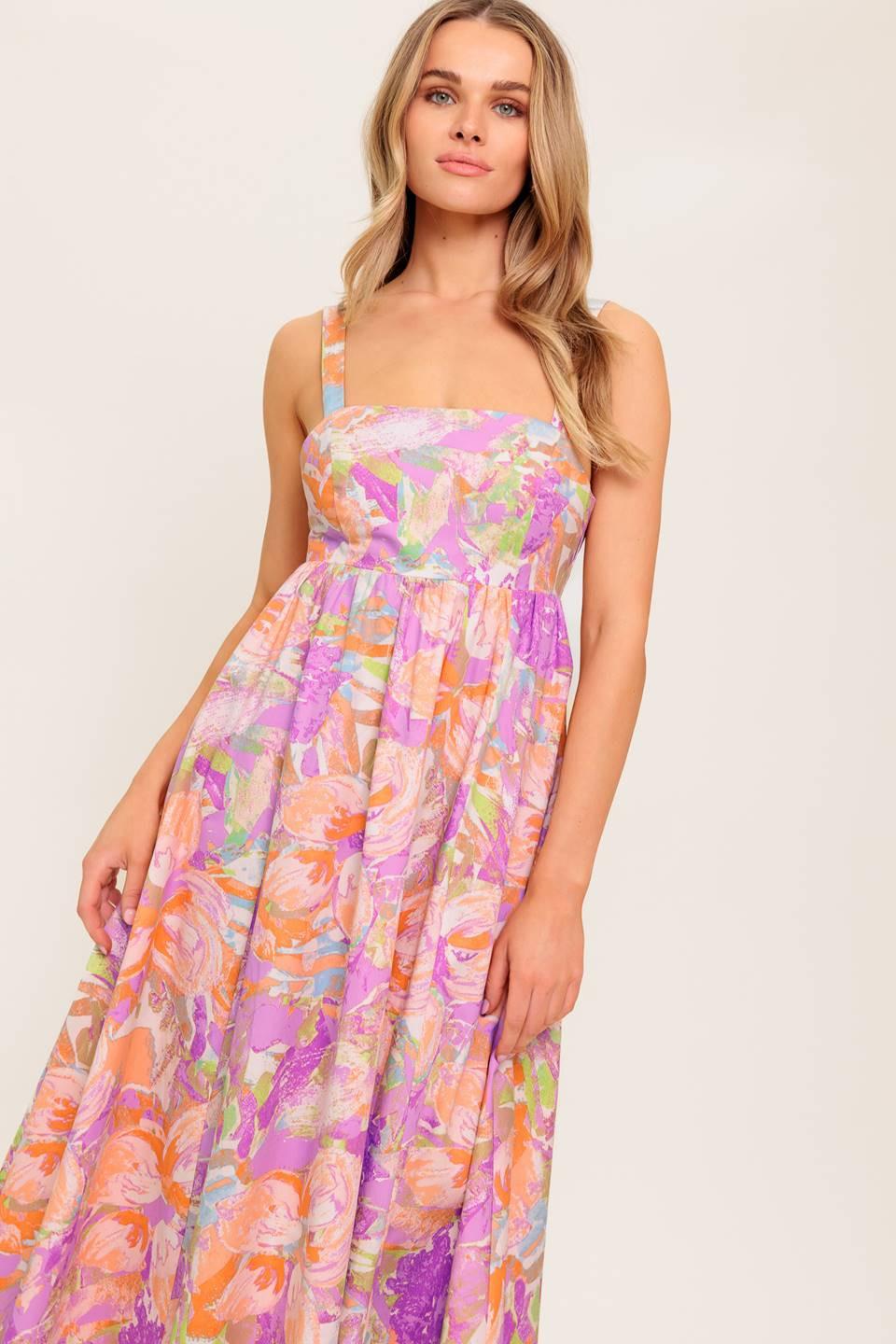 Breeze Song Pink Woven Midi Dress, view 5 — Soul Flow Apparel