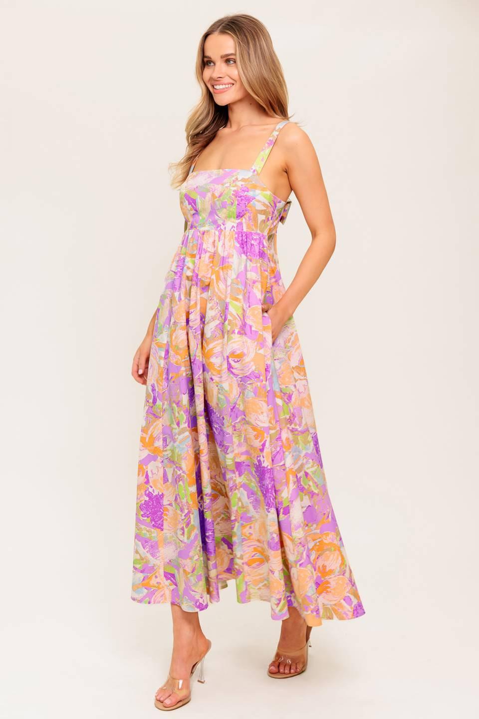 Breeze Song Pink Woven Midi Dress, view 7 — Soul Flow Apparel