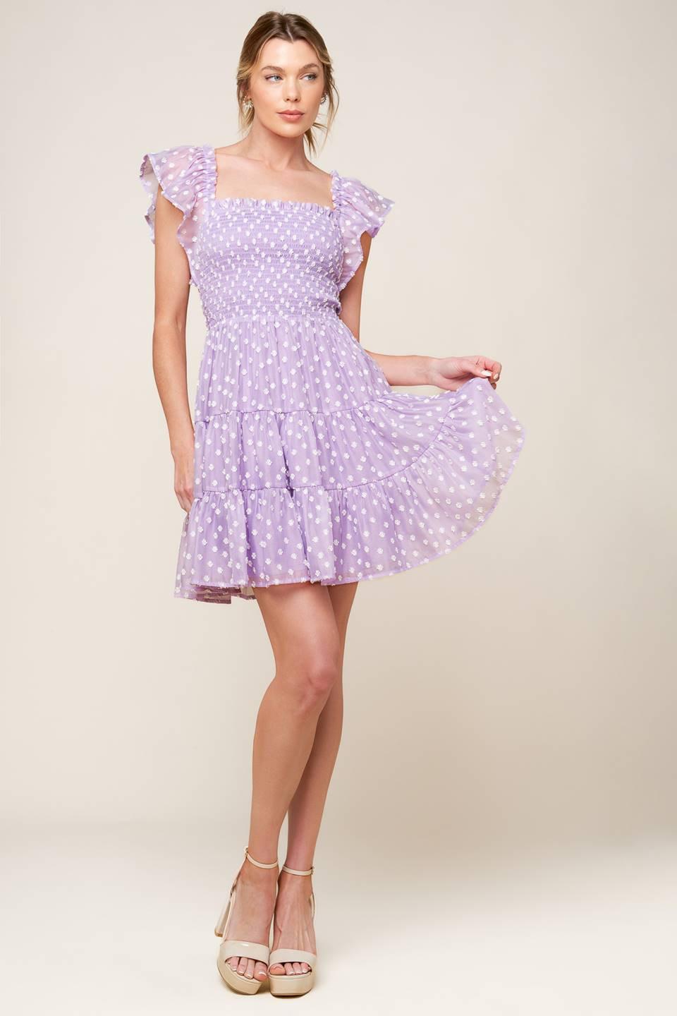 Playfully Posh Lavender Woven Mini Dress, view 2 — Soul Flow Apparel