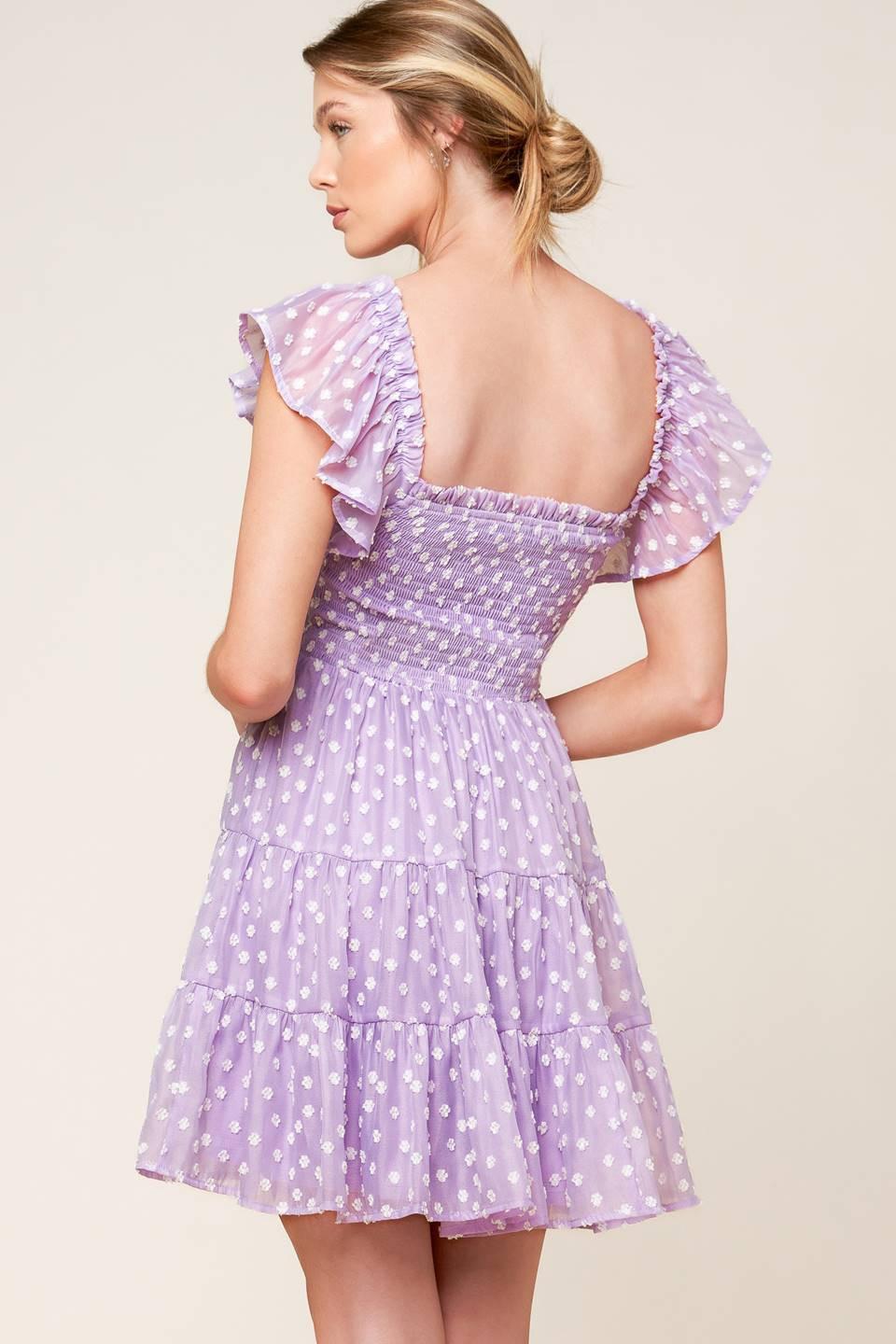 Playfully Posh Lavender Woven Mini Dress, view 4 — Soul Flow Apparel