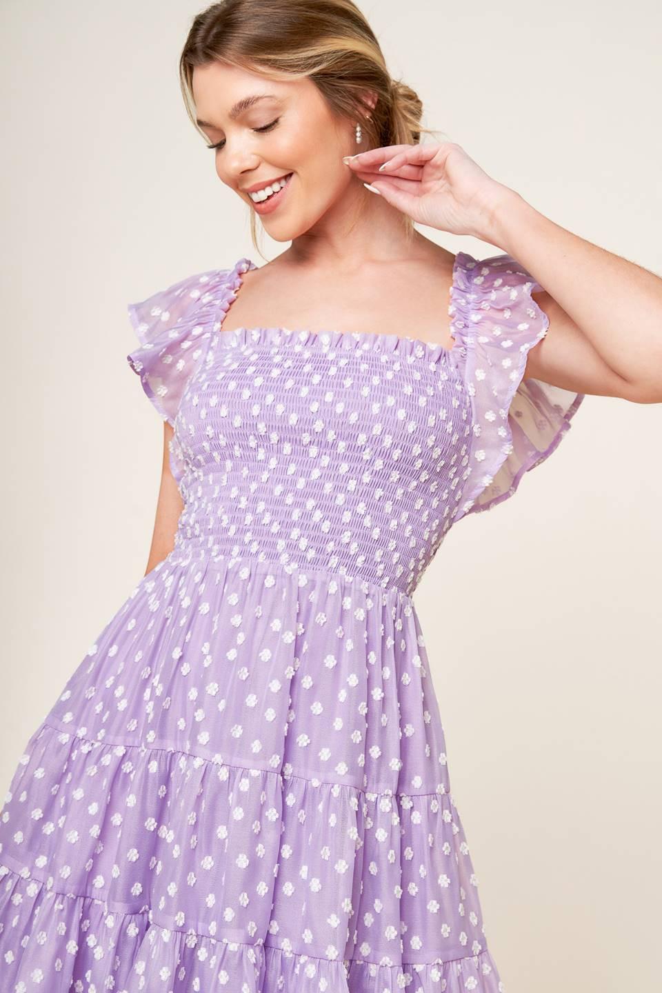 Playfully Posh Lavender Woven Mini Dress, view 5 — Soul Flow Apparel