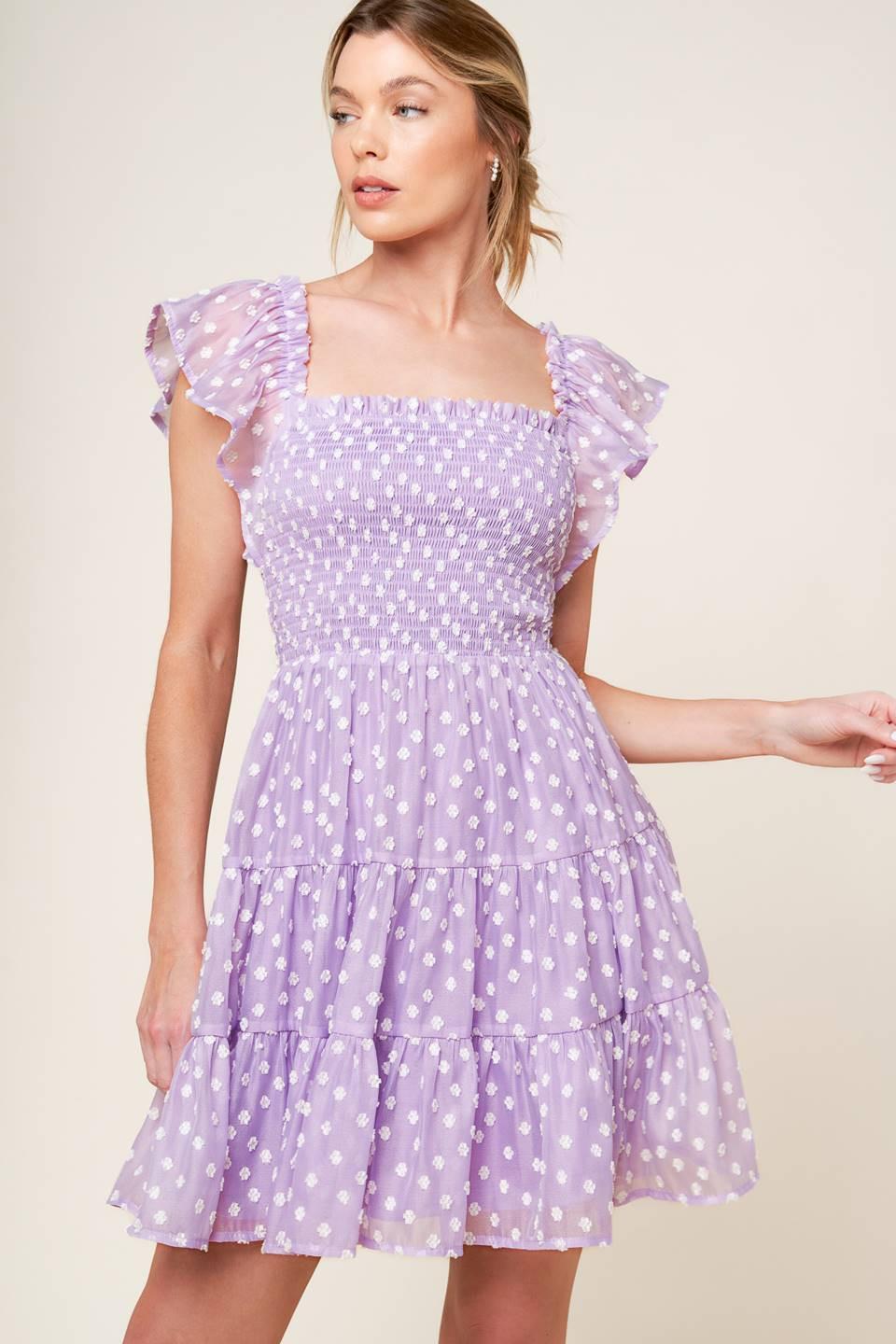 Playfully Posh Lavender Woven Mini Dress, view 7 — Soul Flow Apparel