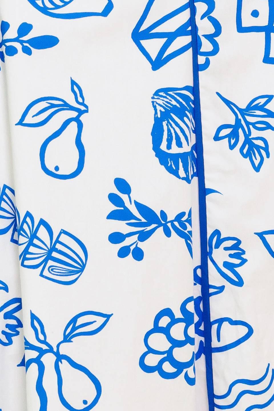 Italian Summer Woven Ankle Dress in ivory blue, fabric swatch — Soul Flow Apparel