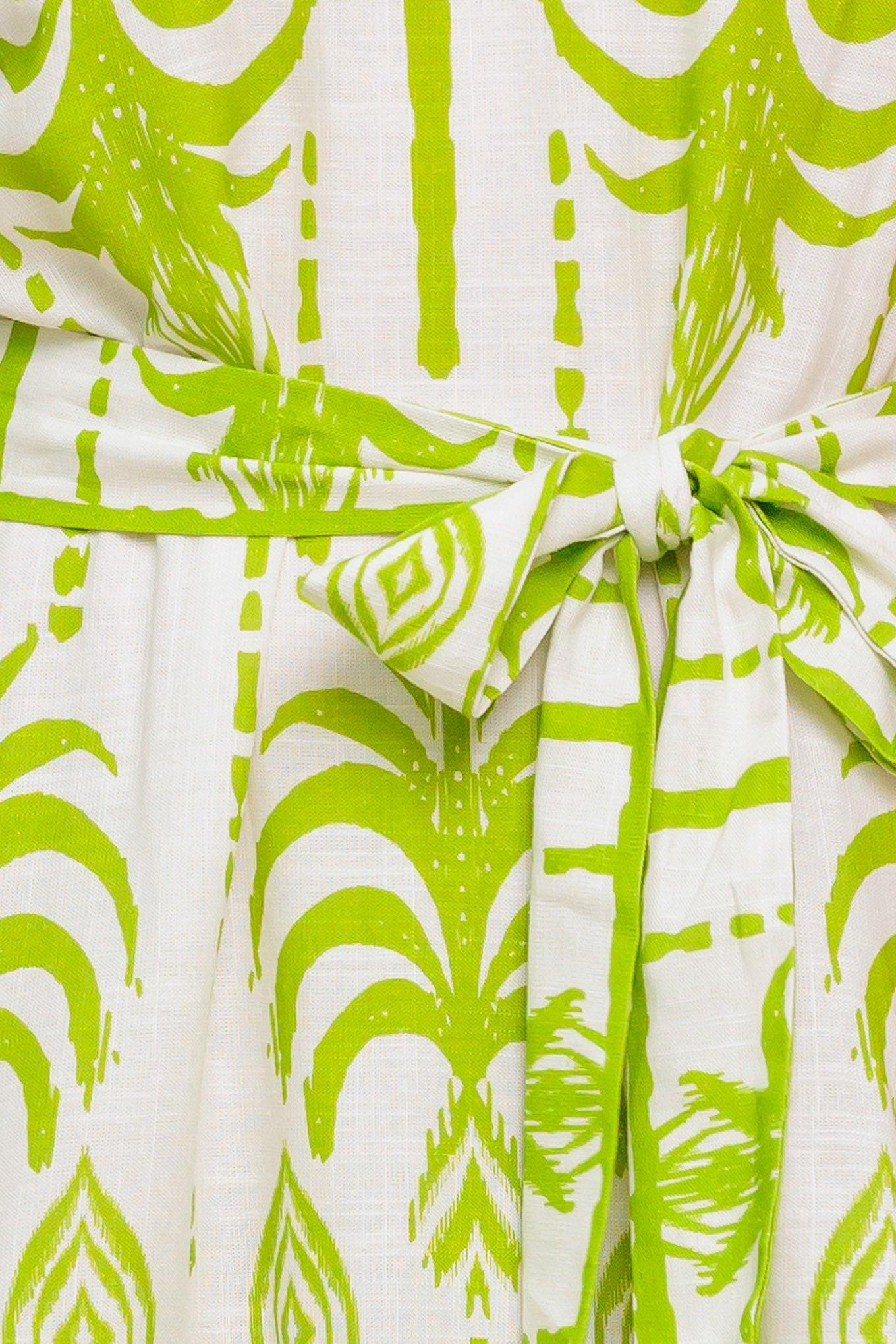 Sundown Charm Green Woven Mini Dress in ivory, fabric swatch — Soul Flow Apparel