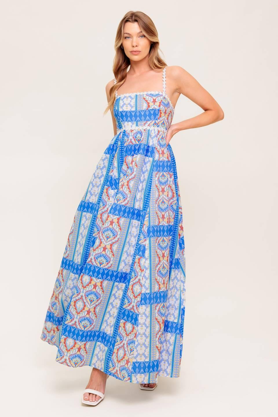 Lasting Magic Blue Woven Maxi Dress, view 1 — Soul Flow Apparel