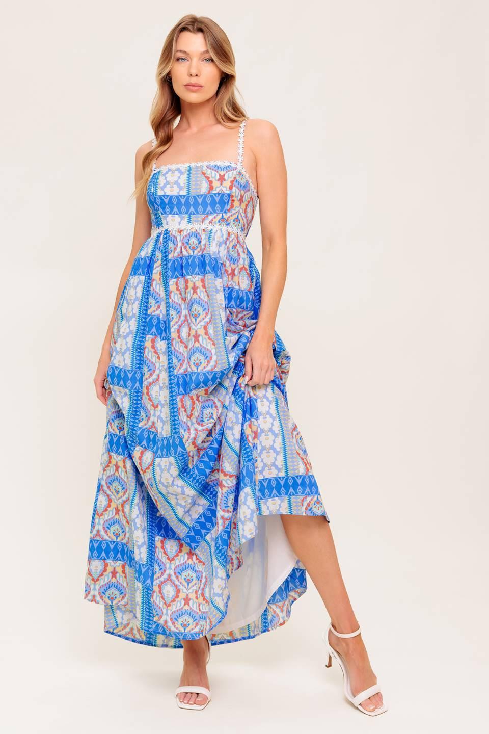 Lasting Magic Blue Woven Maxi Dress, view 2 — Soul Flow Apparel