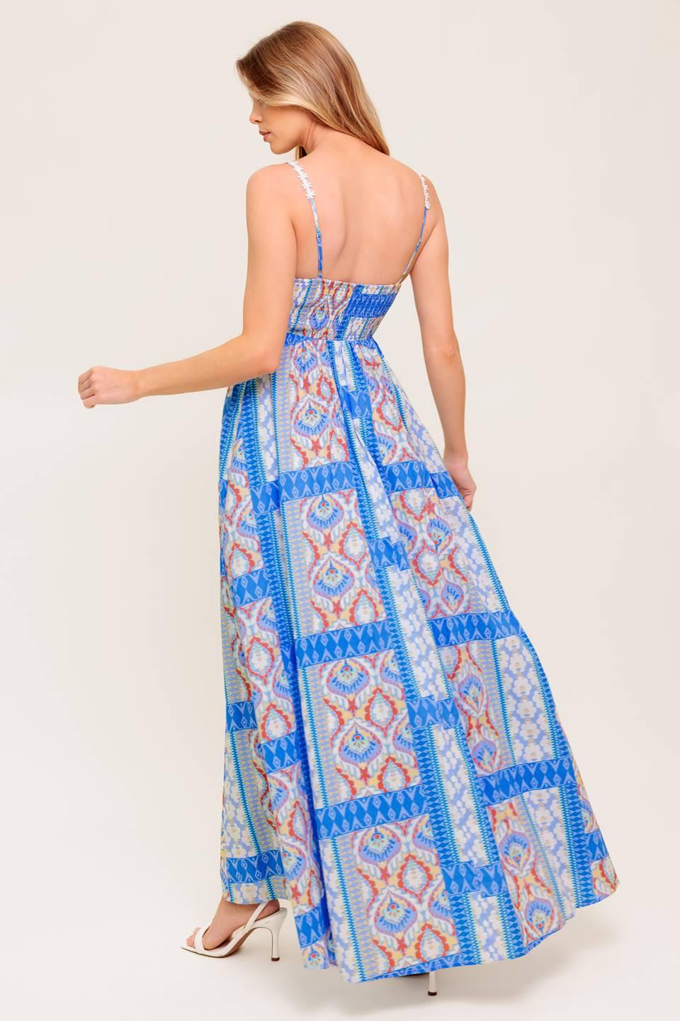Lasting Magic Blue Woven Maxi Dress, view 4 — Soul Flow Apparel