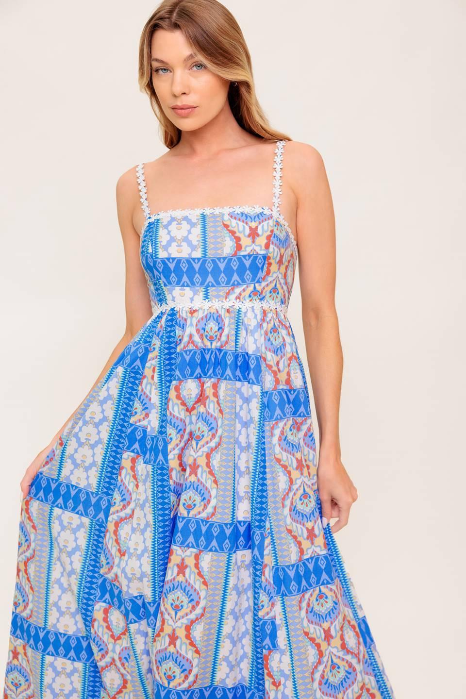 Lasting Magic Blue Woven Maxi Dress, view 6 — Soul Flow Apparel