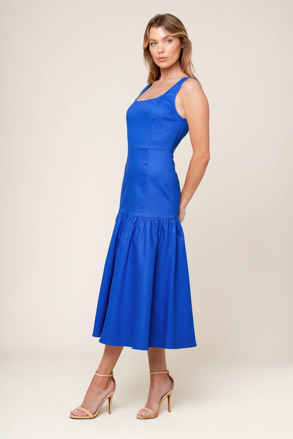 Pleasant Dreams Blue Woven Midi Dress, view 4 — Soul Flow Apparel