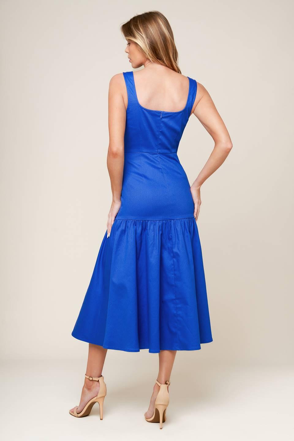 Pleasant Dreams Blue Woven Midi Dress, view 6 — Soul Flow Apparel